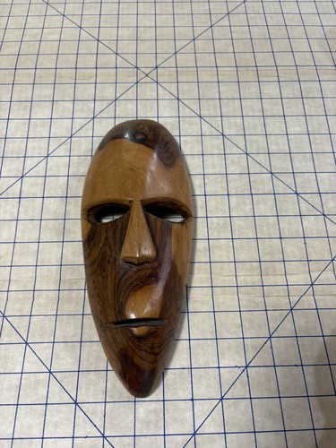 Hand carved wooden face mask - wooden,